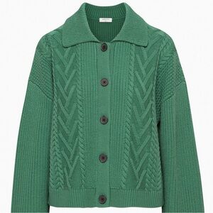 Aritzia Babaton Emporia Cardigan Size Medium in Green Midweight Merino Wool